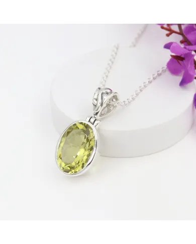 Natural Lemon Quartz Pendant - Sterling Silver Versatile Pendant with Chain Handmade Jewelry