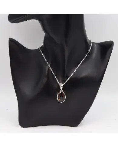 Natural Smoky Quartz Pendant - Sterling Silver Versatile Pendant with Chain Handmade Jewelry