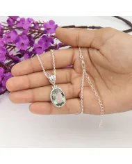 Green Amethyst Pendant - 925 Sterling Silver Versatile Jewelry