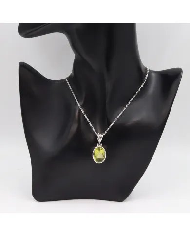 Natural Green Amethyst Pendant - Sterling Silver Versatile Pendant with Chain Handmade Jewelry