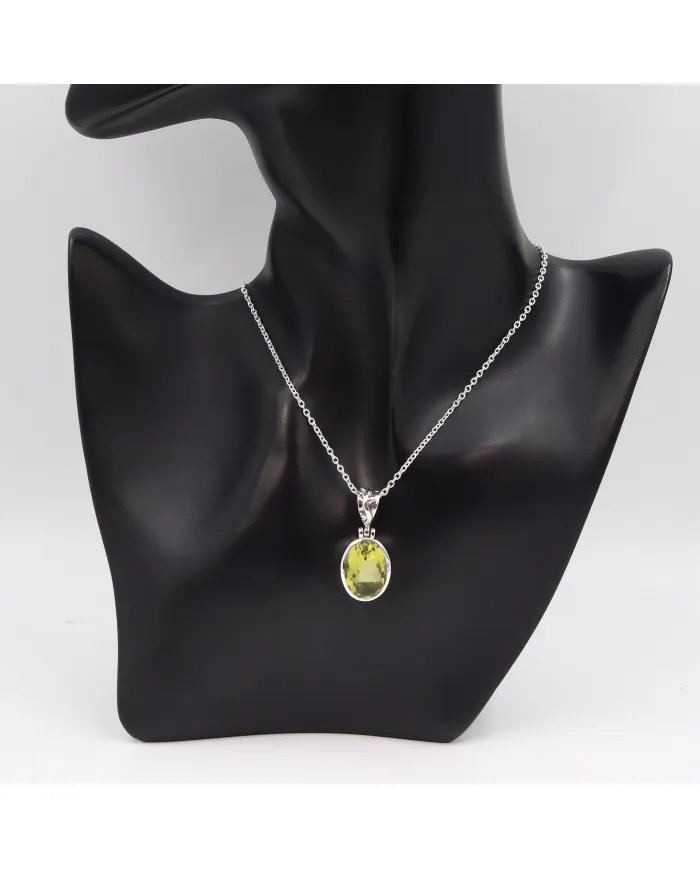 Green Amethyst Pendant - 925 Sterling Silver Versatile Jewelry