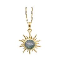 Moss Agate Face Carved Pendant - Sterling Silver Gold Plated Pendant Versatile Handmade Jewelry