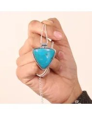 Arizona Turquoise Pendant - 925 Sterling Silver Bohemian Necklace