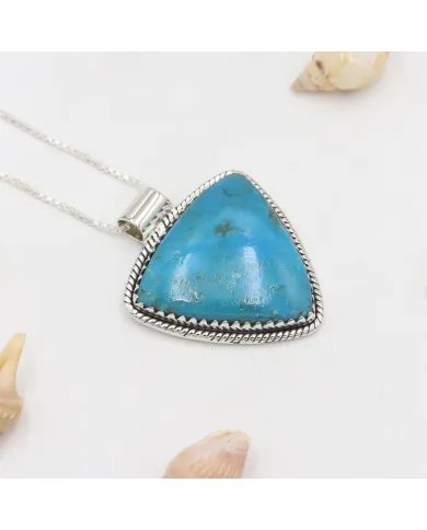 Arizona Turquoise Pendant - Sterling Silver Pendant Triangular Statement Pendant Dainty Necklaces for Her