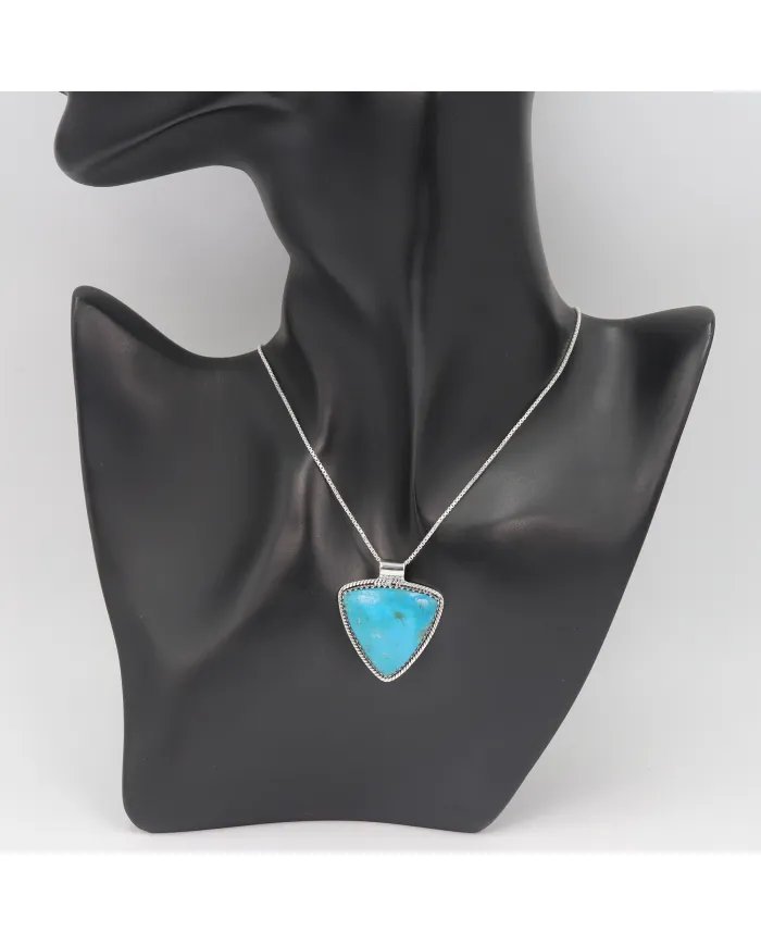 Arizona Turquoise Pendant - 925 Sterling Silver Bohemian Necklace