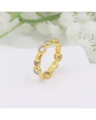 Swarovski Crystal Band Ring – Sterling Silver Gold Plated Ring Minimalist Women's Jewelry