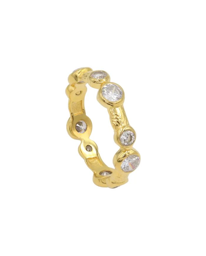 Swarovski Crystal Band Ring – Sterling Silver Gold Plated Ring Minimalist Women's Jewelry