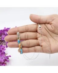 Orange Spiny Turquoise and Citrine Pendant - Sterling Silver Pendant Handmade Jewelry