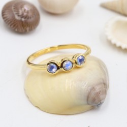 Moonstone Ring, Half Eternity Ring, Sterling Silver Ring, Engagement Ring, Beautiful Ring, Gold Plated Ring, Ring for Women