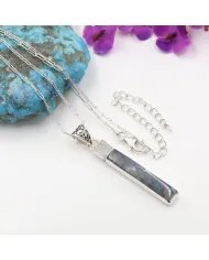 Moss Agate and Meteorite Pendant - Sterling Silver Pendant Handmade Jewelry