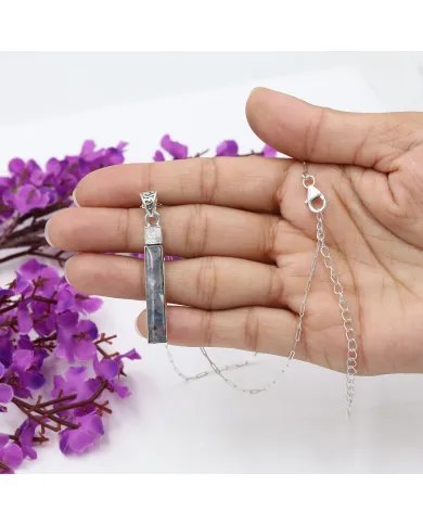 Moss Agate and Meteorite Pendant - Sterling Silver Pendant Handmade Jewelry