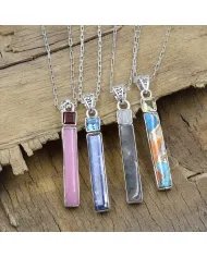 Moss Agate and Meteorite Pendant - Sterling Silver Pendant Handmade Jewelry