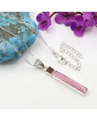 Pink Opal and Garnet Pendant - Sterling Silver Pendant Handmade Jewelry