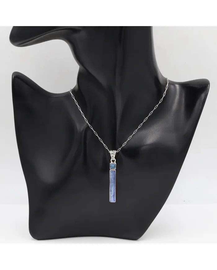 Kyanite Pendant - 925 Sterling Silver Swiss Blue Topaz Gemstone Jewelry