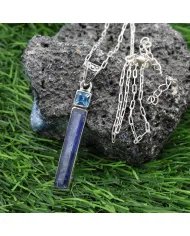 Kyanite Pendant - 925 Sterling Silver Swiss Blue Topaz Gemstone Jewelry