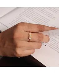 Natural Ethiopian Opal Ring - Sterling Silver Gold Plated Minimalist Handmade Dainty Ring for Women