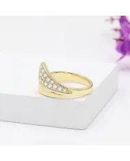 Moissanite Ring in Sterling Silver with Gold Plated - Elegant Minimalist Handmade Jewelry