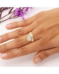Moissanite Ring in Sterling Silver with Gold Plated - Elegant Minimalist Handmade Jewelry