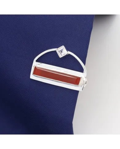 Classic Red Onyx Tie Clip – Elegant Handmade Men's Gift