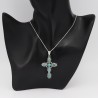 Holy Cross Pendant, Tibetan Turquoise Pendant, Sterling Silver Necklace, Vintage Pendant, Religious Pendant, Best Christmas Gift