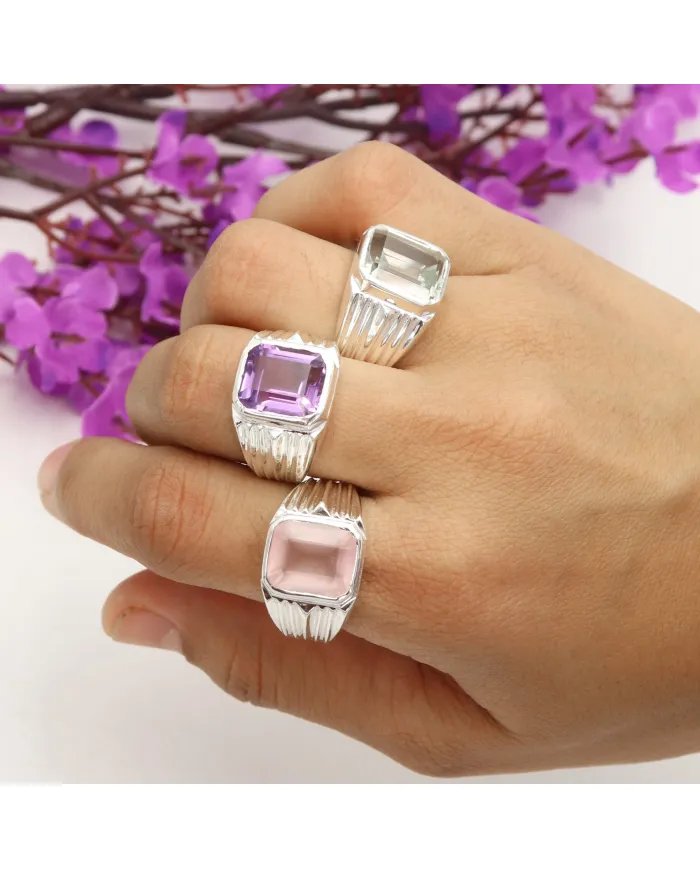 Amethyst Statement Ring - Sterling Silver Handmade Men's Jewelry