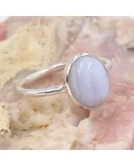 Blue Lace Agate Ring - Sterling Silver Statement Ring Handmade Ring Unique Gemstone Ring for Him & Her