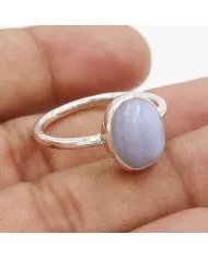 Blue Lace Agate Ring - Sterling Silver Statement Ring Handmade Ring Unique Gemstone Ring for Him & Her