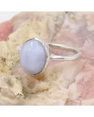 Blue Lace Agate Ring - Sterling Silver Statement Ring Handmade Ring Unique Gemstone Ring for Him & Her