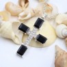 Holy Cross Pendant, Black Onyx Pendant, Silver Chain Pendant, Unisex Christian Jewelry, Protection Pendant, Best Christmas Gift