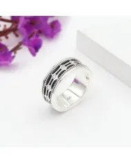Swarovski Crystal Spinner Band Ring - Sterling Silver Minimalist Classic & Dainty Handmade Jewelry