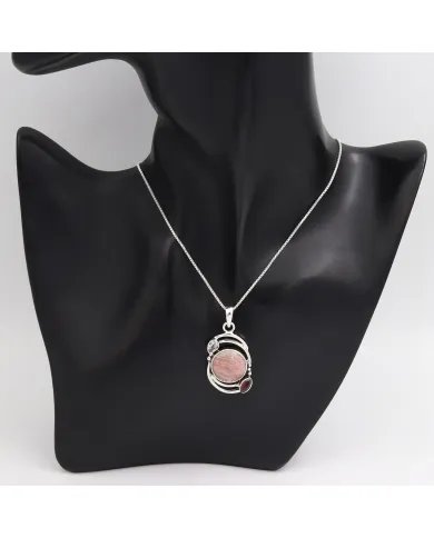 Natural Rhodochrosite Pendant – Sterling Silver Handmade Garnet Crystal Jewelry