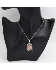 Natural Rhodochrosite Pendant – Sterling Silver Handmade Garnet Crystal Jewelry