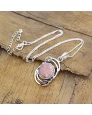 Natural Rhodochrosite Pendant – Sterling Silver Handmade Garnet Crystal Jewelry