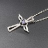 Cross Necklaces, Silver Pendant, Tanzanite Cross Necklaces, Angel Wings Pendant, Religious Jewelry, CZ Pendant, Heart Pendant