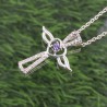 Cross Necklaces, Silver Pendant, Tanzanite Cross Necklaces, Angel Wings Pendant, Religious Jewelry, CZ Pendant, Heart Pendant