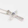 Cross Necklaces, Silver Pendant, Tanzanite Cross Necklaces, Angel Wings Pendant, Religious Jewelry, CZ Pendant, Heart Pendant