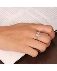 Natural Meteorite Ring with Herkimer Diamond - Sterling Silver Jewelry