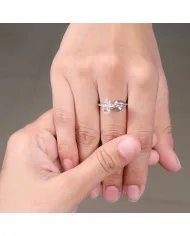 Natural Meteorite Ring with Herkimer Diamond - Sterling Silver Jewelry