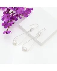 Natural Freshwater Pearl Earrings - Sterling Silver Dangle Earrings Handmade Jewelry for Women