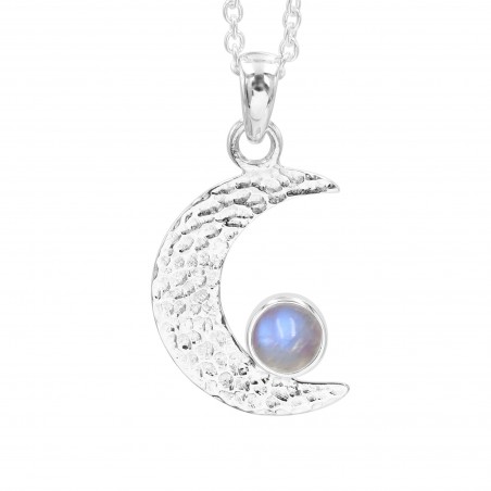 Half Moon Pendant, Charm Pendant, 925 Silver Pendant, Moonstone Pendant, Pendant with Chain, Love Pendant, Crescent Moon Pendant