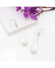 Natural Freshwater Pearl Earrings - 925 Sterling Silver Jewelry