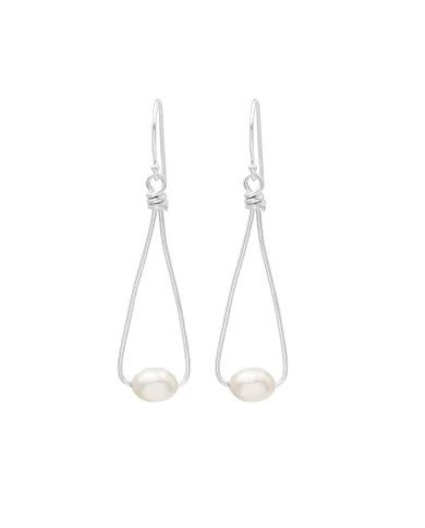 Natural Freshwater Pearl Earrings - 925 Sterling Silver Jewelry