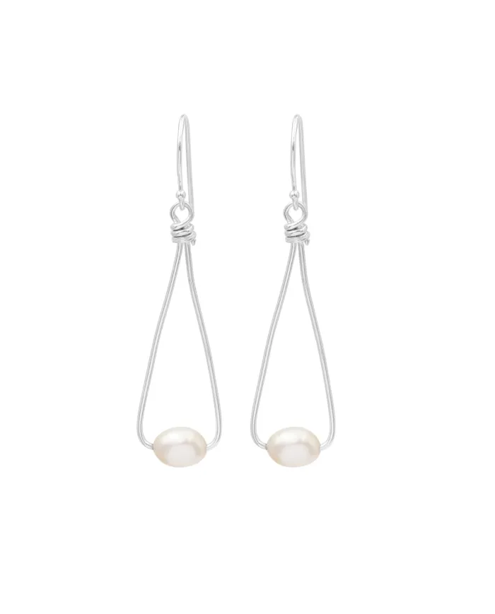 Natural Freshwater Pearl Earrings - 925 Sterling Silver Jewelry