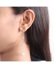 Natural Freshwater Pearl Earrings - Sterling Silver Dangle Earrings Handmade Jewelry for Women