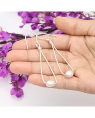 Natural Freshwater Pearl Earrings - 925 Sterling Silver Jewelry