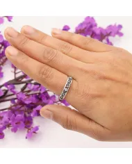 925 Sterling Silver Swarovski Crystal Band Ring Filigree Jewelry