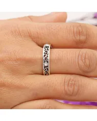 925 Sterling Silver Swarovski Crystal Band Ring Filigree Jewelry