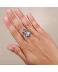 Raw Meteorite Ring - Sterling Silver Ring Handmade Ring Unique Prong Ring Cosmic Jewelry