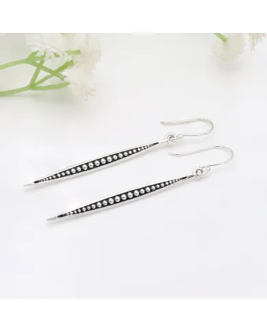 925 Sterling Silver Oxidized Dangle Earrings – Elegant & Timeless Design
