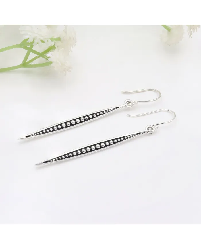 925 Sterling Silver Oxidized Dangle Earrings – Elegant & Timeless Design